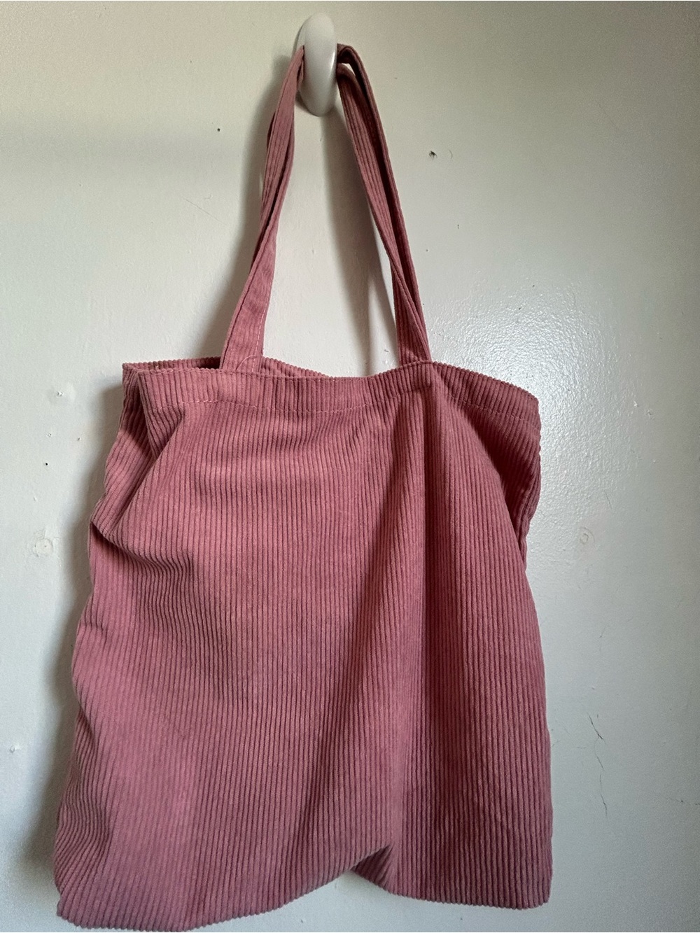 Casual Pink Corduroy Tote Bag - Unbranded